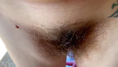 Beautiful hairy pussy amateur video filmed outdoors