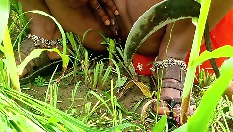 Indian girl in leather pants plays with her wet pussy