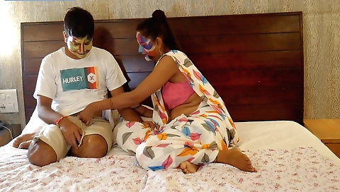 Indian girl with a big tummy teaches her students sex