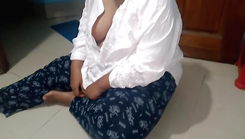 Busty brunette in a sexy dress fucks in her camera