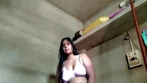 Indian brunette wife in a village video with her sex