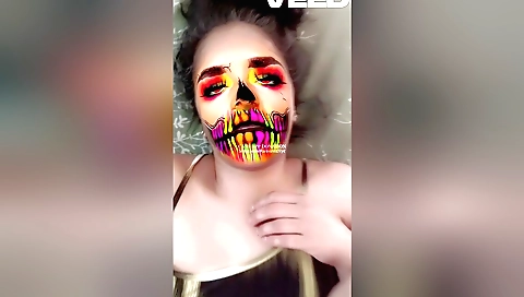 Indian beauty in a mask cosplay fucks in the filter mask video