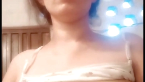 My beautiful amateur busty brunette shows me her tits