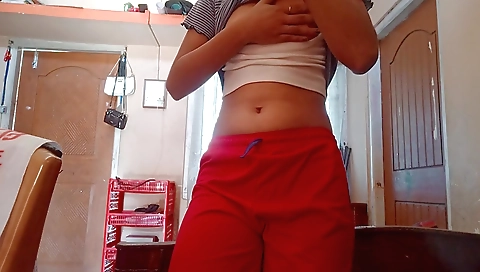 Indian beauty wearing a dress in amateur solo video