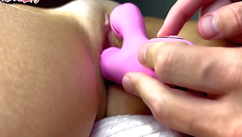 Hot stepmom masturbating in the kitchen with a dildo