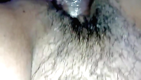 Hairy brunette 18+ brunette with big boobs is riding a big dick