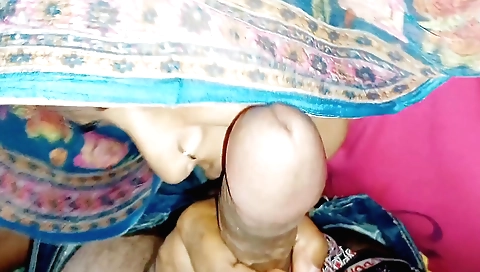 Bhabhi indian gives a deep throated blowjob and cums