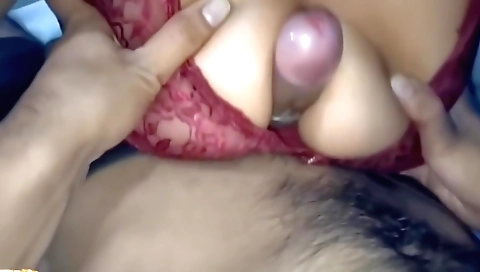 Two young hotties with big and slender big tits getting a creampie