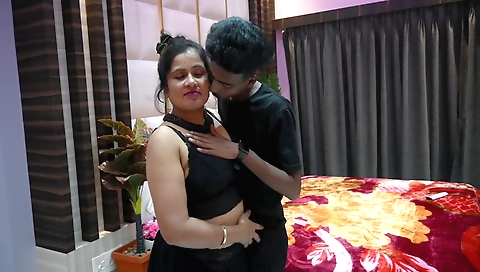 Indian milf with a big booty has a deepthroated fuck