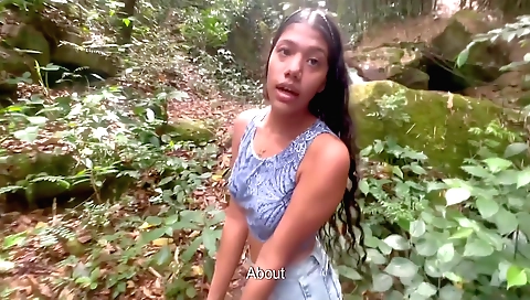 Indian brunette with small tits gets nailed outdoors