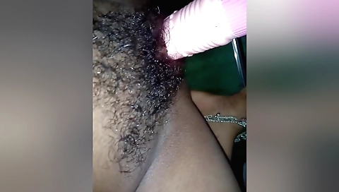 Indian amateur girl enjoys some white dildo in her vagina