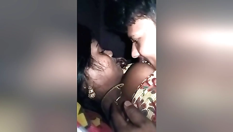 Mature brunette big boobs kissing her man's big ass