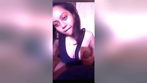 Indian brunette chick giving a nice handjob in POV