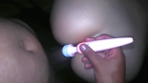 Amateur girl sucks a vibrator in POV and masturbates