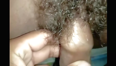 Amateur hairy girl in the woods gets horny and naked