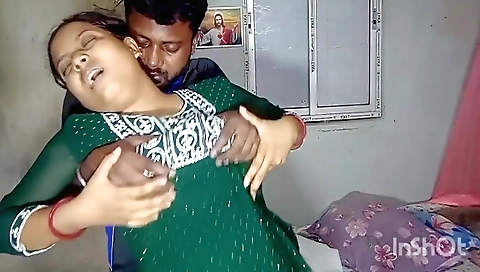Indian guy fucks a brunette in the front of the house